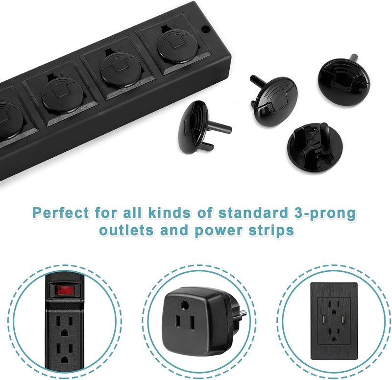 PRObebi 52 Pack Black Safety Outlet Covers Baby Proofing, Electrical Socket Outlet Plugs 3-Prong Child Proof for Kids House - Image 5